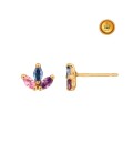 EARRINGS WITH COLORED ZIRCONIA IN 18KT GOLD WITH PRESSURE CLASP