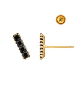 EARRINGS WITH BLACK ZIRCONIA IN 18KT GOLD 18KT GOLD CLASP