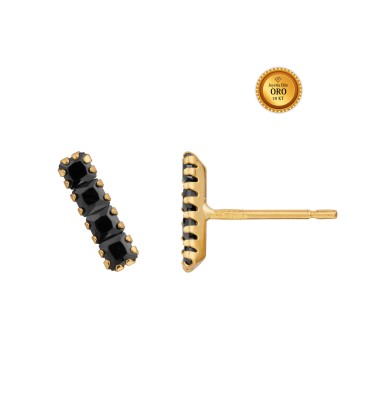 EARRINGS WITH BLACK ZIRCONIA IN 18KT GOLD 18KT GOLD CLASP