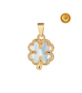 18KT GOLD PENDANT WITH MOTHER-OF-PEARL IN THE SHAPE OF A CLOVER