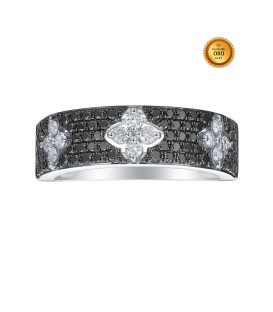 RING IN 18KT WHITE GOLD WITH BLACK AND WHITE DIAMONDS