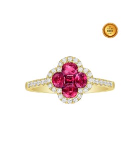RING IN 18KT GOLD WITH RUBIES AND WHITE DIAMONDS