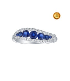 RING IN 18KT WHITE GOLD WITH BLUE SAPPHIRES AND WHITE DIAMONDS