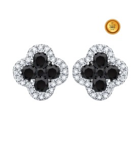 EARRINGS IN 18KT WHITE GOLD WITH WHITE AND BLACK DIAMONDS