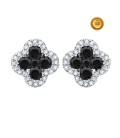 PENDIENTES EN ORO BLANCO 18KT CON DIAMANTES BLANCOS Y NEGROS