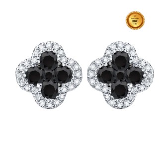 PENDIENTES EN ORO BLANCO 18KT CON DIAMANTES BLANCOS Y NEGROS