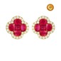 PENDIENTES EN ORO 18KT CON RUBIS Y DIAMANTES BLANCOS