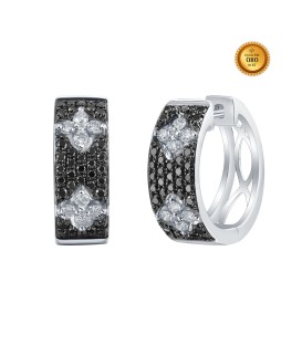 EARRINGS IN 18KT WHITE GOLD WITH BLACK AND WHITE DIAMONDS