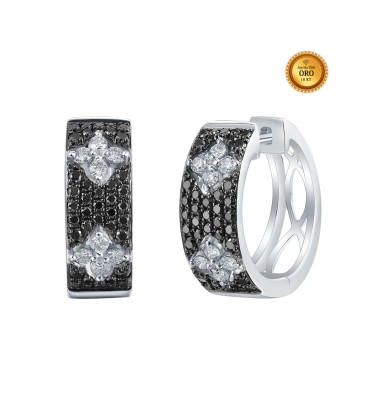 EARRINGS IN 18KT WHITE GOLD WITH BLACK AND WHITE DIAMONDS