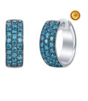 PENDIENTES EN ORO BLANCO 18KT CON DIAMANTES AZUL