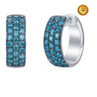PENDIENTES EN ORO BLANCO 18KT CON DIAMANTES AZUL