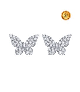 PENDIENTES MARIPOSA EN ORO BLANCO 18KT CON DIAMANTES BLANCOS