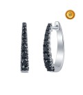 PENDIENTES ARO EN ORO BLANCO 18KT CON DIAMANTES NEGROS