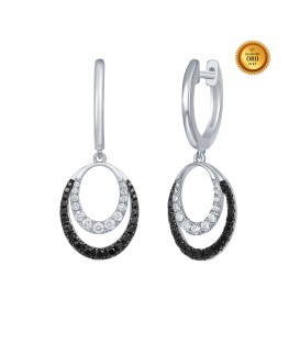 EARRINGS IN 18KT WHITE GOLD WITH WHITE AND BLACK DIAMONDS