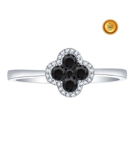 ANILLO EN ORO BLANCO 18KT CON DIAMANTES BLANCOS Y NEGROS