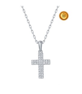 CROSS NECKLACE IN 18KT WHITE GOLD WITH WHITE DIAMONDS