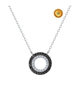 NECKLACE IN 18KT WHITE GOLD WITH WHITE AND BLACK DIAMONDS