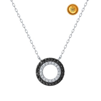 NECKLACE IN 18KT WHITE GOLD WITH WHITE AND BLACK DIAMONDS