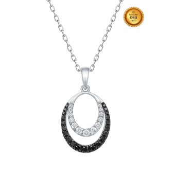 COLLAR EN ORO BLANCO 18KT CON DIAMANTES BLANCOS Y NEGROS