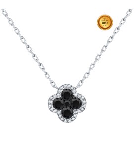 NECKLACE IN 18KT WHITE GOLD WITH WHITE AND BLACK DIAMONDS