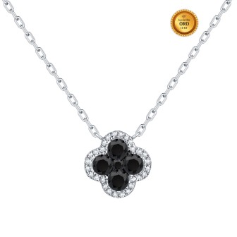 COLLAR EN ORO BLANCO 18KT CON DIAMANTES BLANCOS Y NEGROS