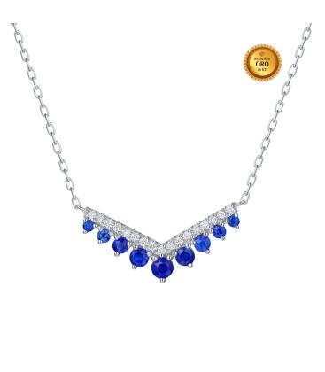 NECKLACE IN 18KT WHITE GOLD WITH BLUE SAPPHIRES AND WHITE DIAMONDS