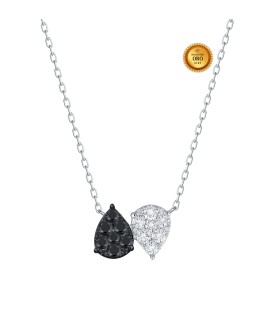 NECKLACE IN 18KT WHITE GOLD WITH WHITE AND BLACK DIAMONDS