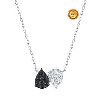 NECKLACE IN 18KT WHITE GOLD WITH WHITE AND BLACK DIAMONDS