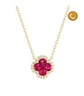 NECKLACE IN 18KT GOLD WITH RUBIES AND WHITE DIAMONDS