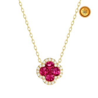 COLLAR EN ORO 18KT CON RUBIS Y DIAMANTES BLANCOS