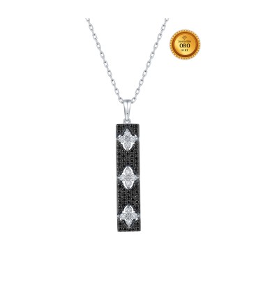 NECKLACE IN 18KT WHITE GOLD WITH BLACK AND WHITE DIAMONDS