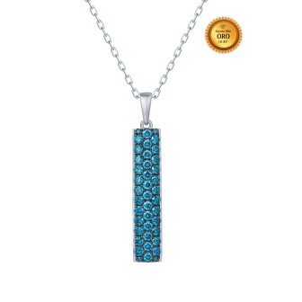 NECKLACE IN 18KT WHITE GOLD WITH BLUE DIAMONDS