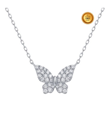 COLLAR MARIPOSA EN ORO BLANCO 18KT CON DIAMANTES BLANCOS