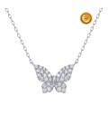 COLLAR MARIPOSA EN ORO BLANCO 18KT CON DIAMANTES BLANCOS