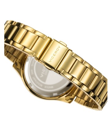 CHIC MULTIFUNCTION WATCH IN STEEL WITH GOLD-PLATED IP