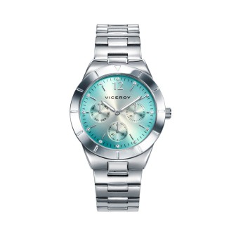 RELOJ CHIC MULTIFUNCIÓN DE ACERO Y ESFERA AZUL
