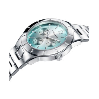 RELOJ CHIC MULTIFUNCIÓN DE ACERO Y ESFERA AZUL