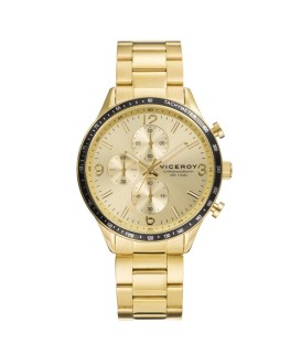 STEEL HEAR WATCH WITH GOLD-PLATED IP AND CHRONOGRAPH