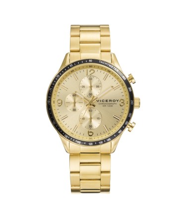 STEEL HEAR WATCH WITH GOLD-PLATED IP AND CHRONOGRAPH