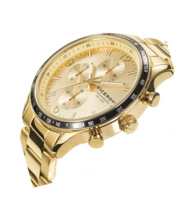 STEEL HEAR WATCH WITH GOLD-PLATED IP AND CHRONOGRAPH