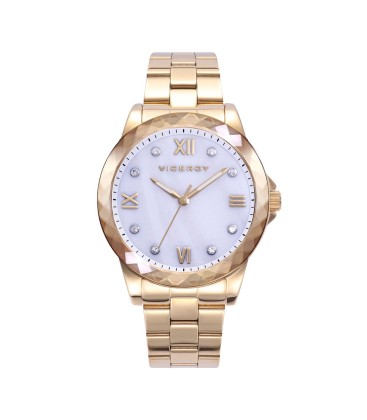 RELOJ CHIC DORADO CON CAJA Y BRAZALETE DE ACERO DORADO