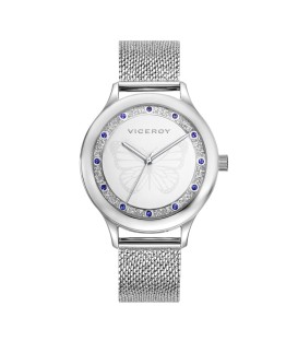 STAINLESS STEEL KISS WATCH WITH WHITE DIAL WITH ZIRCONS