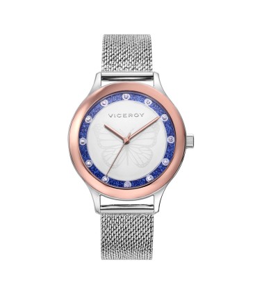 STAINLESS STEEL KISS WATCH WITH WHITE DIAL WITH ZIRCONS