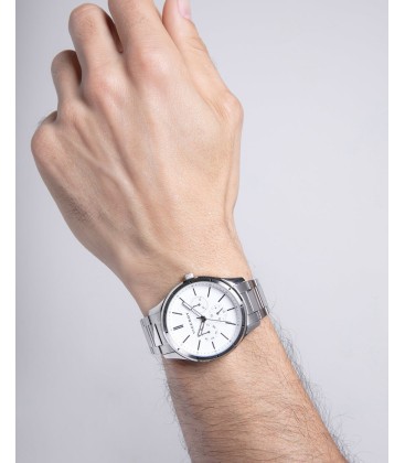 STEEL WATCH WITH WHITE DIAL