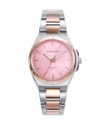 RELOJ DE ACERO BICOLOR CON ESFERA ROSA