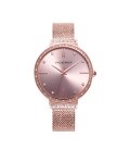 THREE HANDS WATCH IN PINK STAINLESS STEEL AND MILANESE MESH