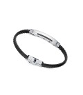 STEEL AND CARBON FIBRE WITH LEATHER BEAT BRACELET