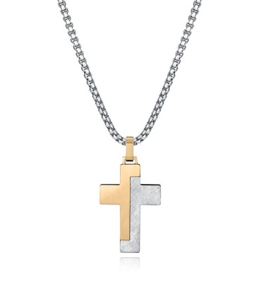 BEAT PENDANT WITH BICOLOUR STAINLESS STEEL CROSS