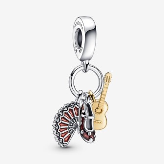 Spanish Guitar, Flamenco Shoe and Fan Pendant Charm