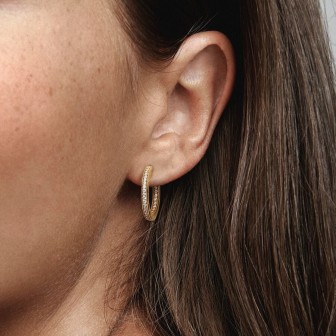Pendientes de Aro Logo y Pavé Pandora Signature